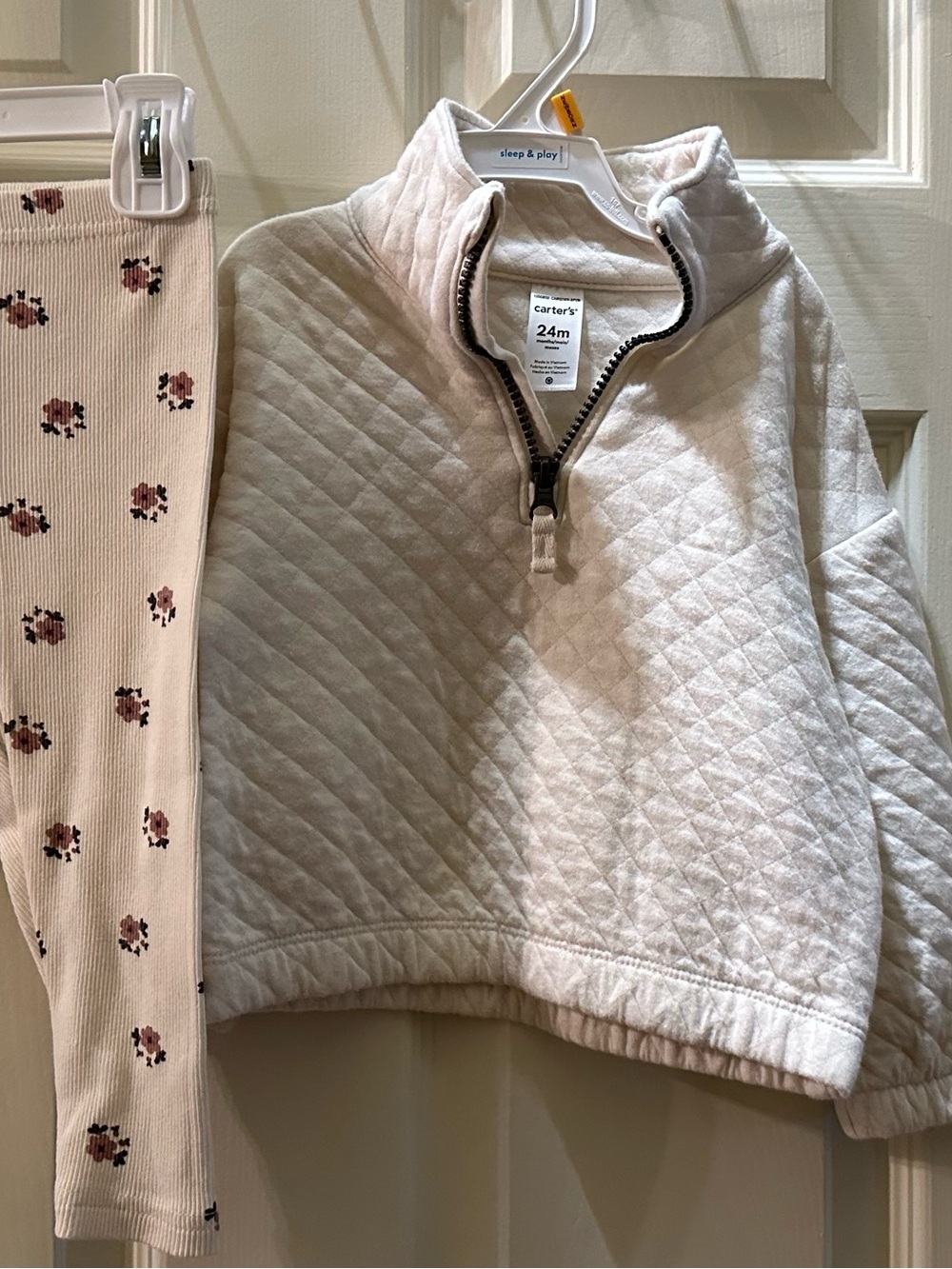 Carter's Cream Quilted Half-Zip Pullover